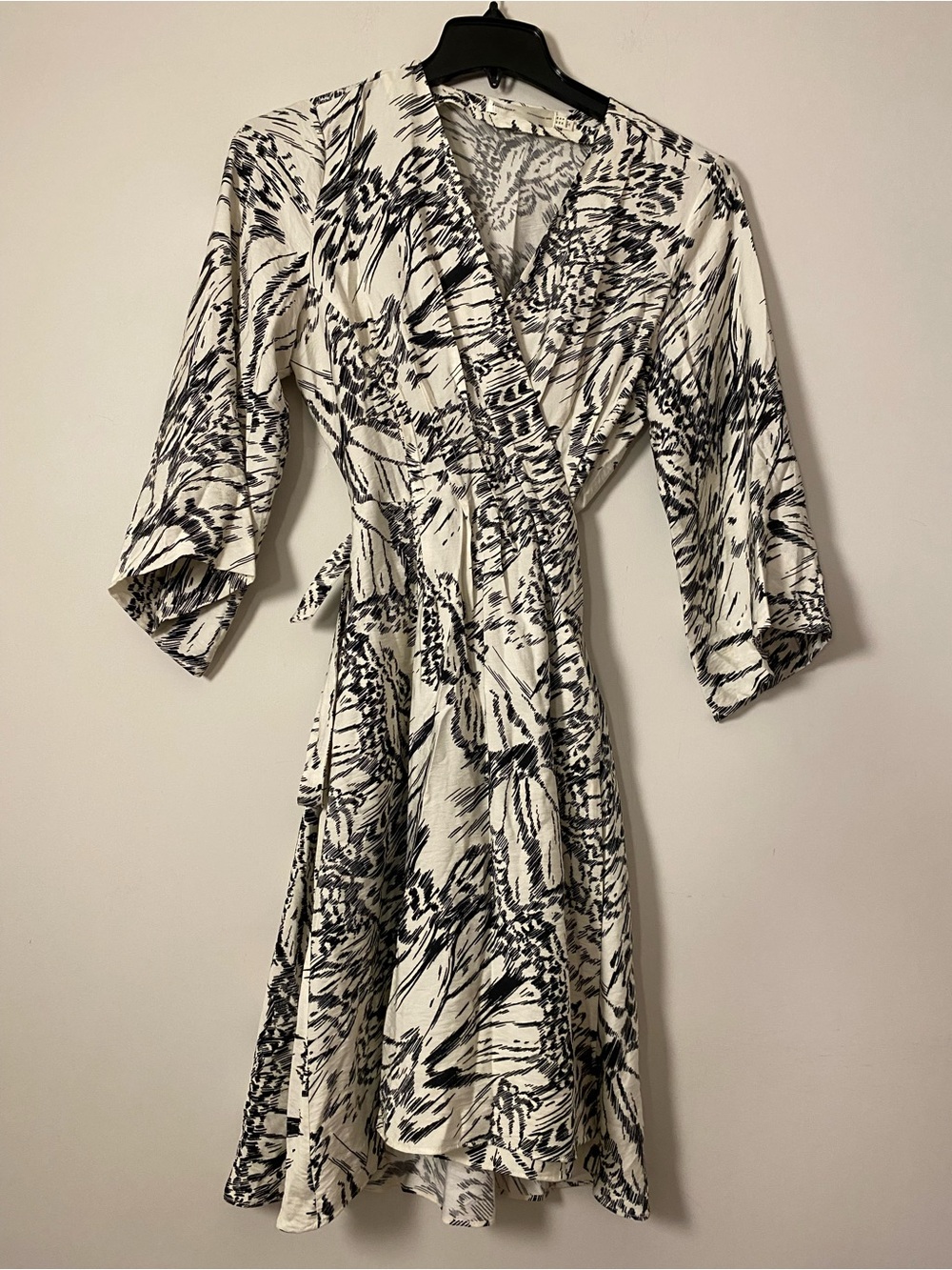 InWear Copenhagen Women's Black & White Printed Wrap Dress